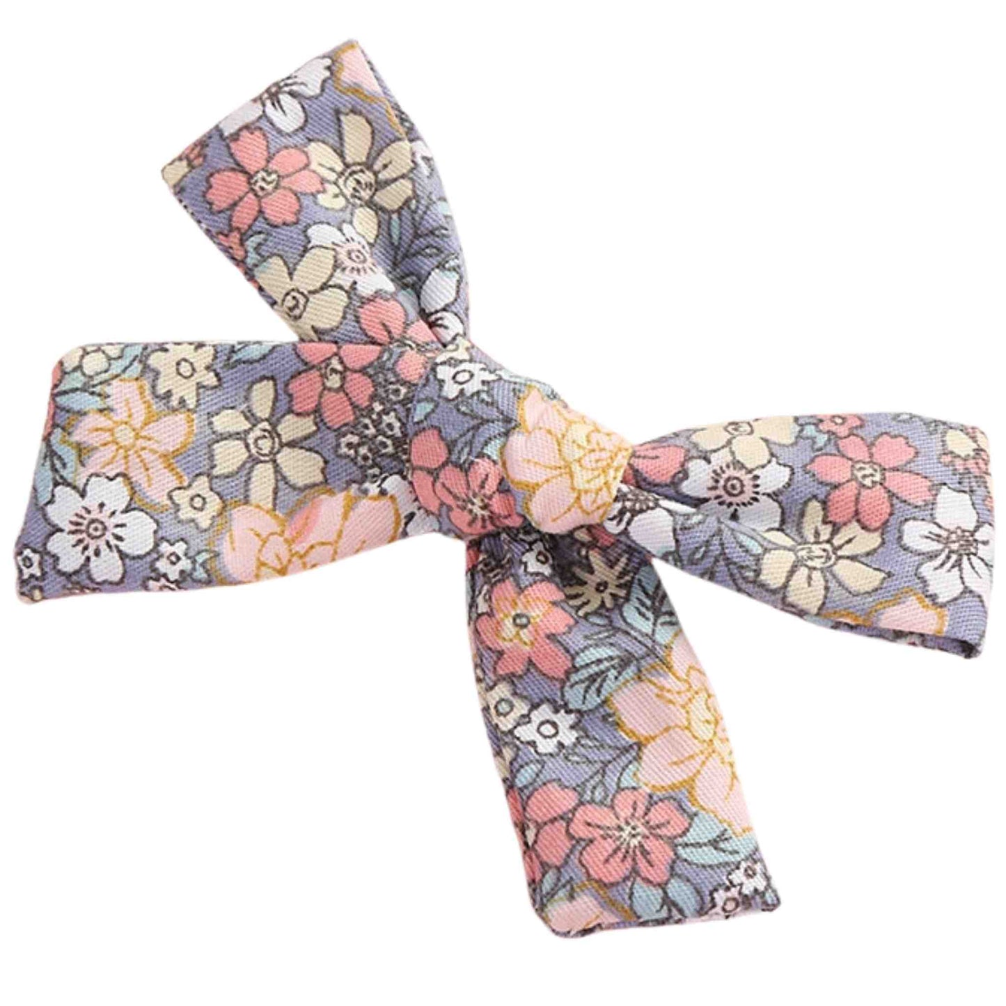 Floral Bow/Headband (Denim Blue) - Rocky and Jules