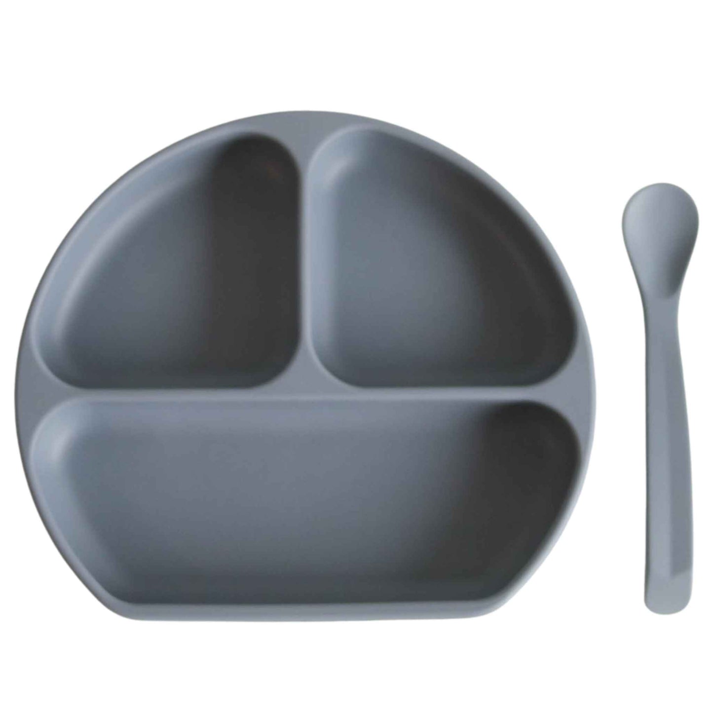 Silicone Suction Plate + Spoon w/ Lid - Ocean