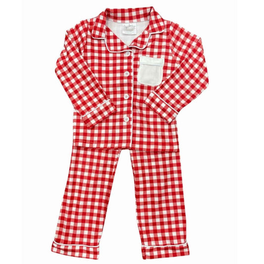 Red Check Button Down PJs