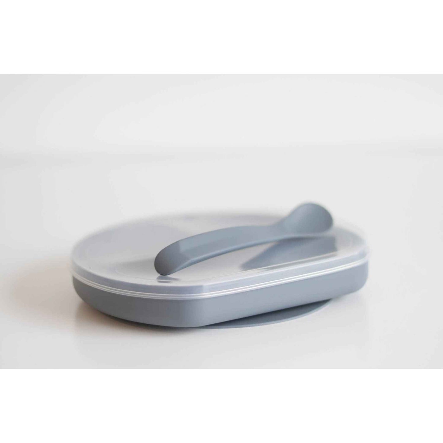 Silicone Suction Plate + Spoon w/ Lid - Ocean