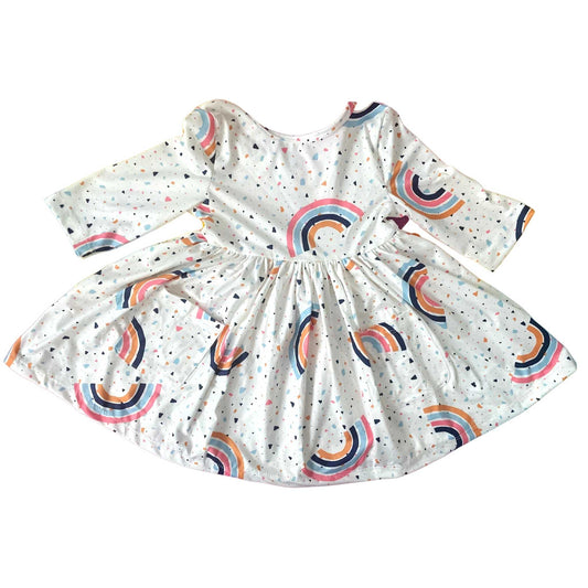 Rainbow Terrazzo Pocket Twirl Dress