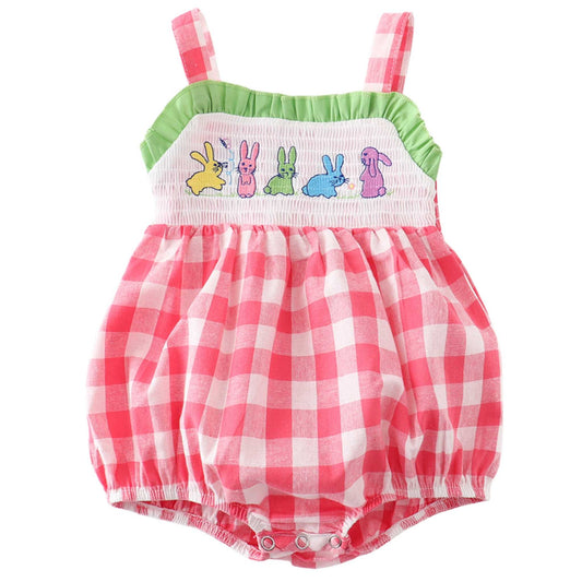 Red Plaid Bunny Bubble Romper