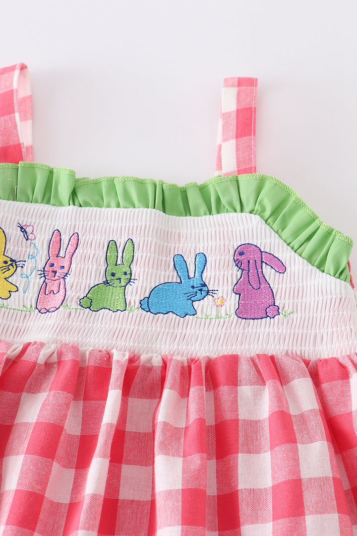 Red Plaid Bunny Bubble Romper